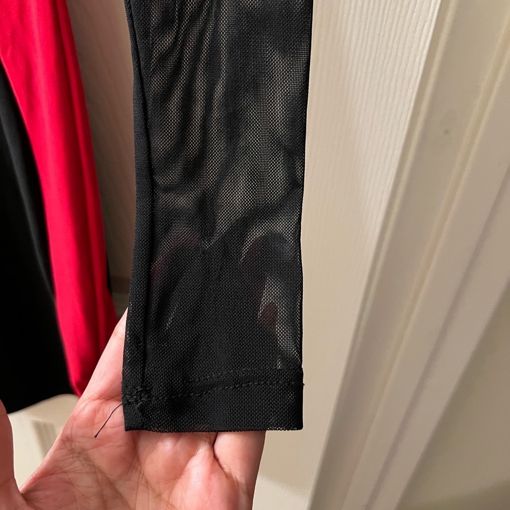 Symphony Black and Red Mesh-Sleeve Bodycon Dress - Picture 5 of 7
